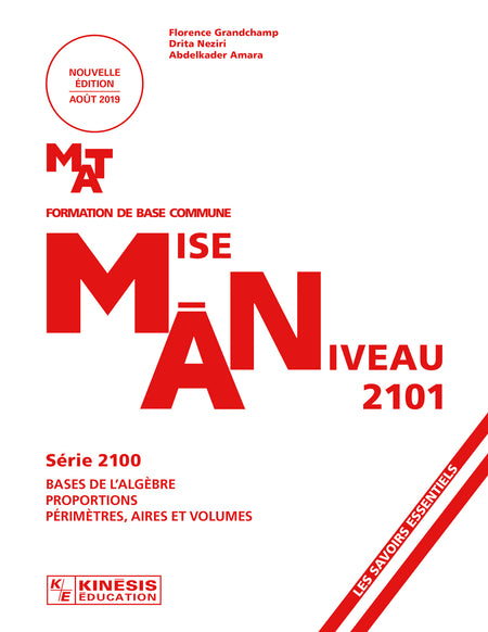 Vise la révision des savoirs essentiels du cours MAT 2101 de la formation de base commune Modélisation algébrique.

Destiné à la clientèle FGA, ce titre fait partie de la série MAN — mises à niveau.

Achevé d’imprimer en avril 2026.