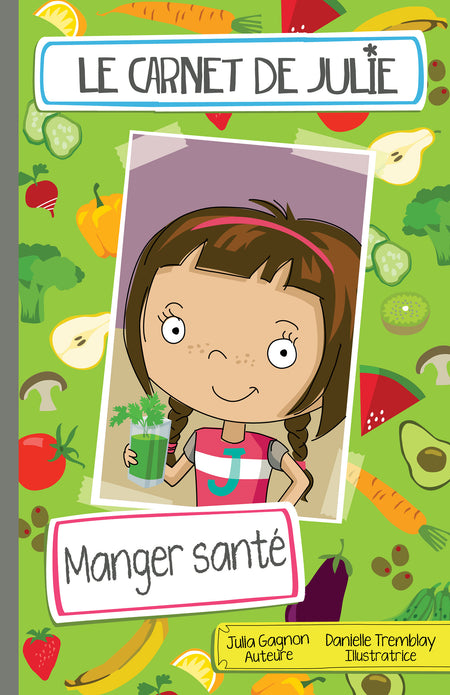 Julie a beaucoup d'énergie et fonce dans la vie ! Dans ses carnets, elle te fait découvrir l'importance d'avoir de saines habitudes de vie. Elle te révèle aussi ses astuces pour connaître le succès et être heureuse, le tout avec beaucoup d'humour!

Le carnet Manger santé te présente une histoire éducative et inspirante où Julie découvre les bienfaits du frappé aux fruits et aux légumes verts.

Par l’auteure des collections Ben entreprend, BD des petits entrepreneurs et Théo rêve.