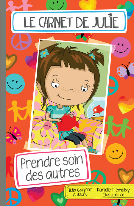 "Julie a beaucoup d'énergie et fonce dans la vie! Dans ses carnets, elle te fait découvrir l'importance d'avoir de saines habitudes de vie. Elle te révèle aussi ses astuces pour connaître le succès et être heureuse, le tout avec beaucoup d'humour!

Le carnet Prendre soin des autres te présente une histoire éducative et inspirante où Julie découvre que sa gentillesse peut donner aux autres le goût d'être gentils!

Par l’auteure des collections Ben entreprend, BD des petits entrepreneurs et Théo rêve."