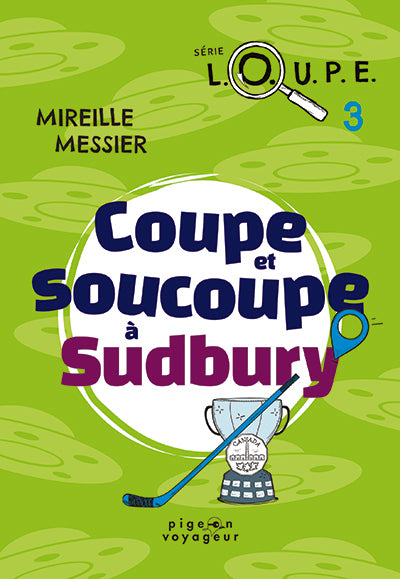 Lorsque Viviane et Simon arrivent à Sudbury pour participer au championnat de hockey peewee mixte, ils sont loin de se douter qu’un mystère les attend. La légendaire coupe Big Nickel a disparu ! Tous les indices semblent accuser… des extraterrestres ! Nos deux jeunes détectives sauront-ils résoudre cette énigme?

Aiguise tes patins pour cette troisième aventure de la série L.O.U.P.E., qui te fera connaître Sudbury, la capitale du nickel.

La série L.O.U.P.E. (L’Office Universel des Passionnés d’Enquête) a pour but de faire découvrir les villes de l’Ontario, la province où habite l’autrice, grâce à des aventures qui s’y déroulent et des personnages auxquels les jeunes lecteurs et lectrices pourront s’identifier. Écrite avec humour, cette série amène les personnages à résoudre des énigmes mystérieuses et souvent farfelues.

ISBN PDF 9782898660184  |  ISBN ePub 9782898660191