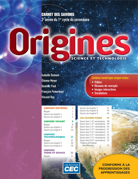 
Origines, 2e secondaire, 1re édition, carnet (9782761765084), Origines, 2e secondaire, 1re édition, cahier (9782761765060)